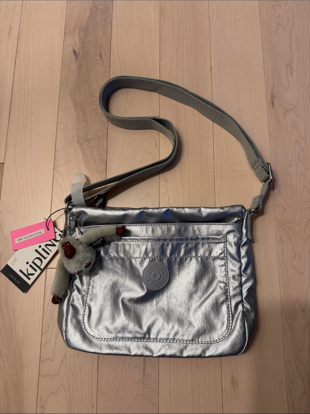 Kipling Metallic Silver Crossbody Bag